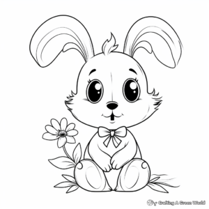 Cute Rabbit with Carrot Flower Coloring Sheets 2