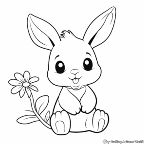 Cute Rabbit with Carrot Flower Coloring Sheets 3