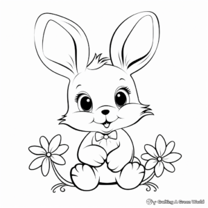Cute Rabbit with Carrot Flower Coloring Sheets 4