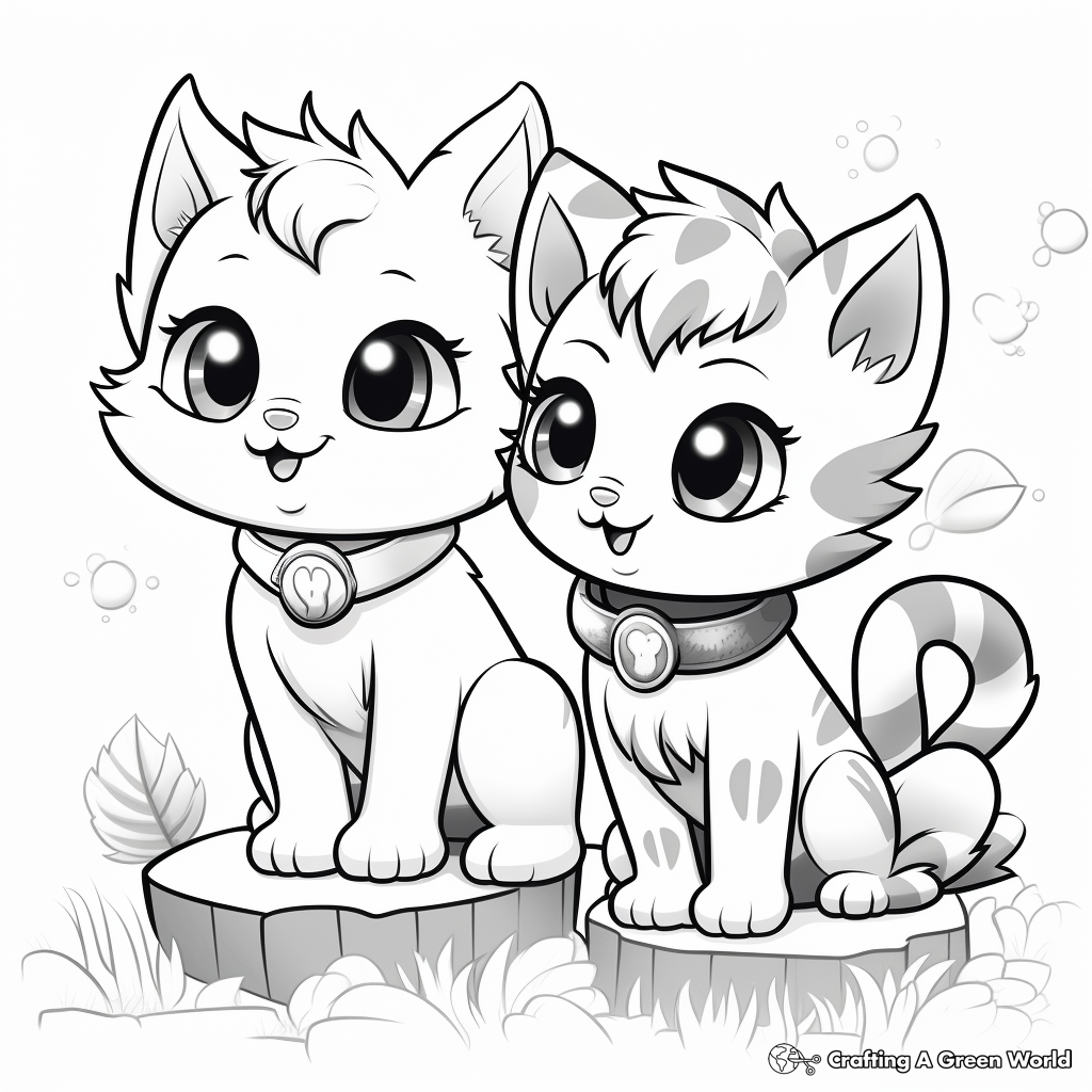Cute Rainbow and Kittens Coloring Pages 2