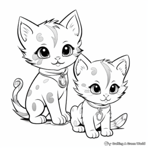 Cute Rainbow and Kittens Coloring Pages 4