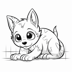 Cute Siamese Kitten Playing Coloring Pages 1