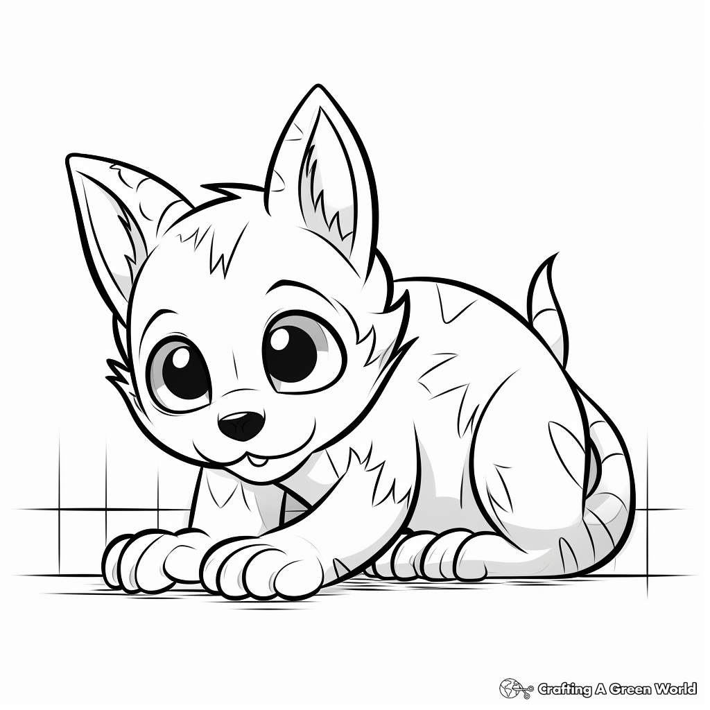 Cute Siamese Kitten Playing Coloring Pages 1