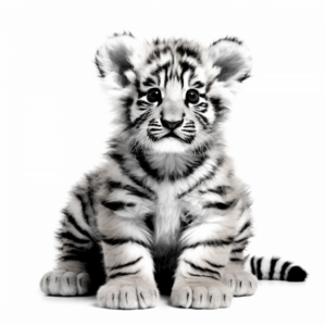Cute Siberian Tiger Cub Coloring Sheets 1