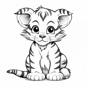 Cute Siberian Tiger Cub Coloring Sheets 3