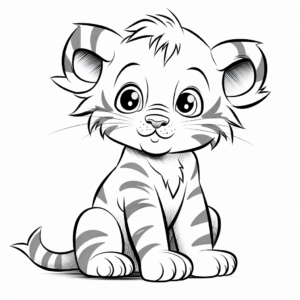 Cute Siberian Tiger Cub Coloring Sheets 4