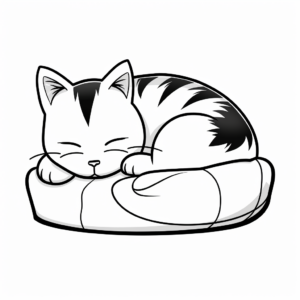 Cute Sleeping Calico Coloring Pages for Kids 3