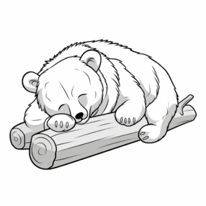 Cute Sleeping Grizzly Bear Coloring Pages 1