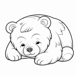 Cute Sleeping Grizzly Bear Coloring Pages 3