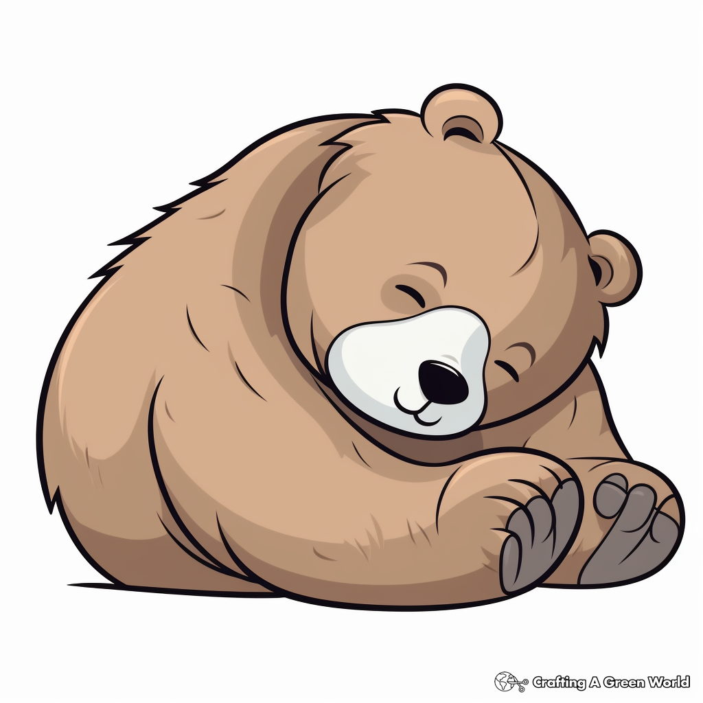 Cute Sleeping Grizzly Bear Coloring Pages 4