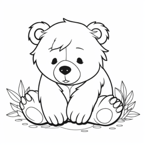 Cute Sleepy Brown Bear Coloring Pages 1