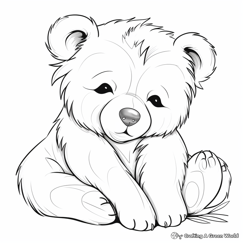 Cute Sleepy Brown Bear Coloring Pages 3