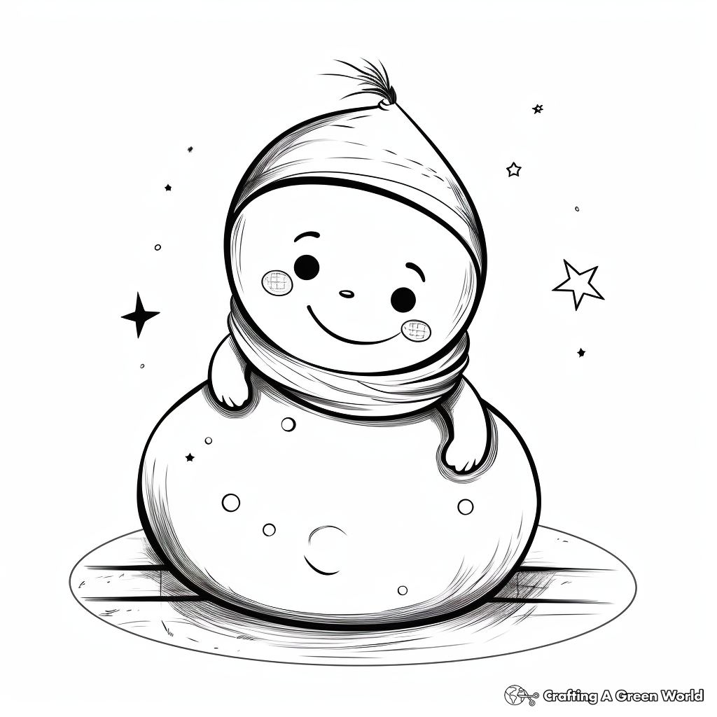 Cute Snowman Winter Solstice Coloring Pages 1