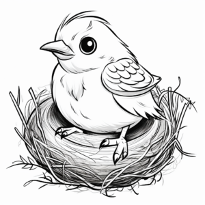 Cute Sparrow Nest Coloring Pages 2