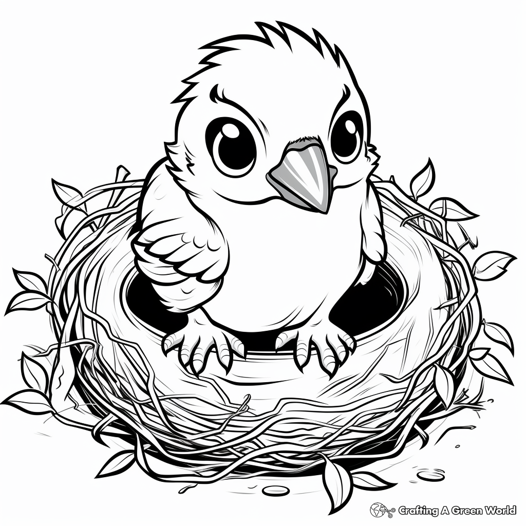 Cute Sparrow Nest Coloring Pages 3