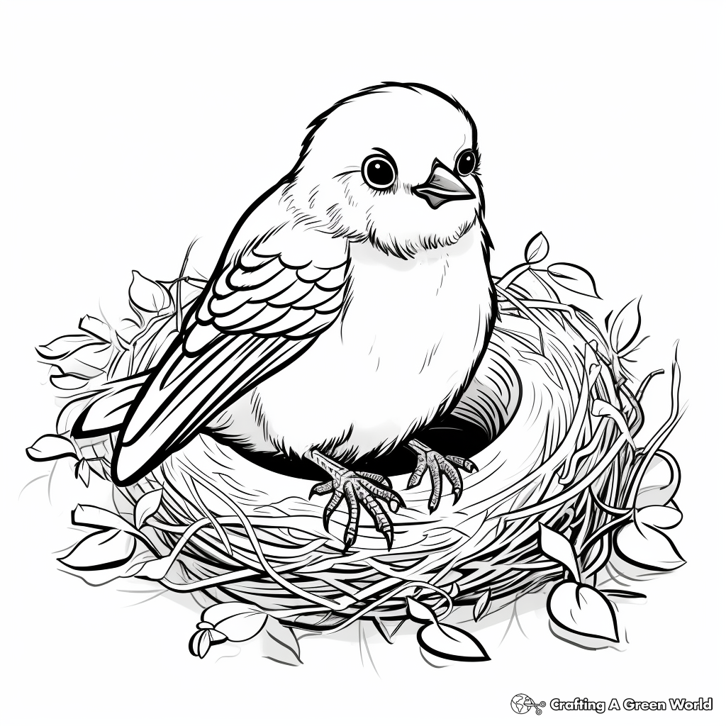 Cute Sparrow Nest Coloring Pages 4