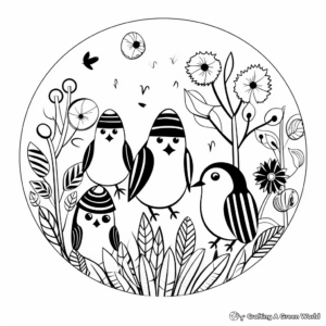 Cute Springtime Birds and Insects Coloring Pages 1