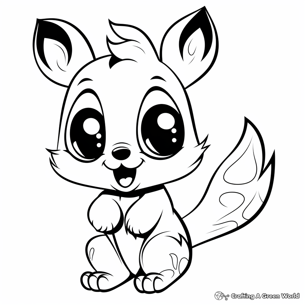 Cute Squirrel with Big Eyes Coloring Pages 3