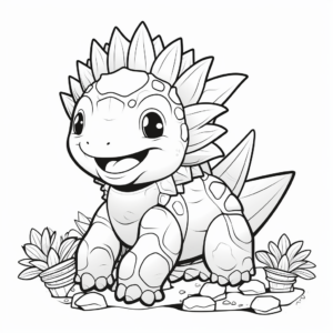 Cute Stegosaurus Coloring Pages for Kids 3