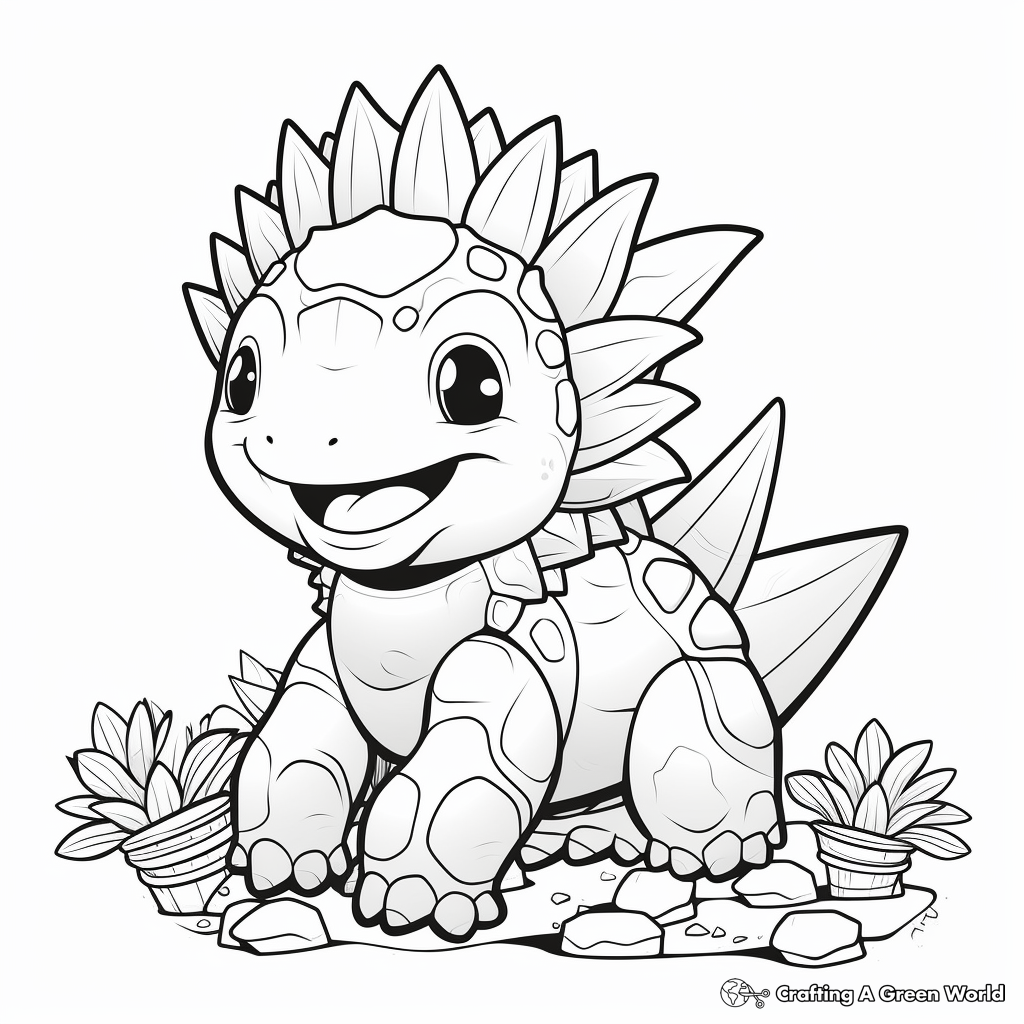 Cute Stegosaurus Coloring Pages for Kids 3