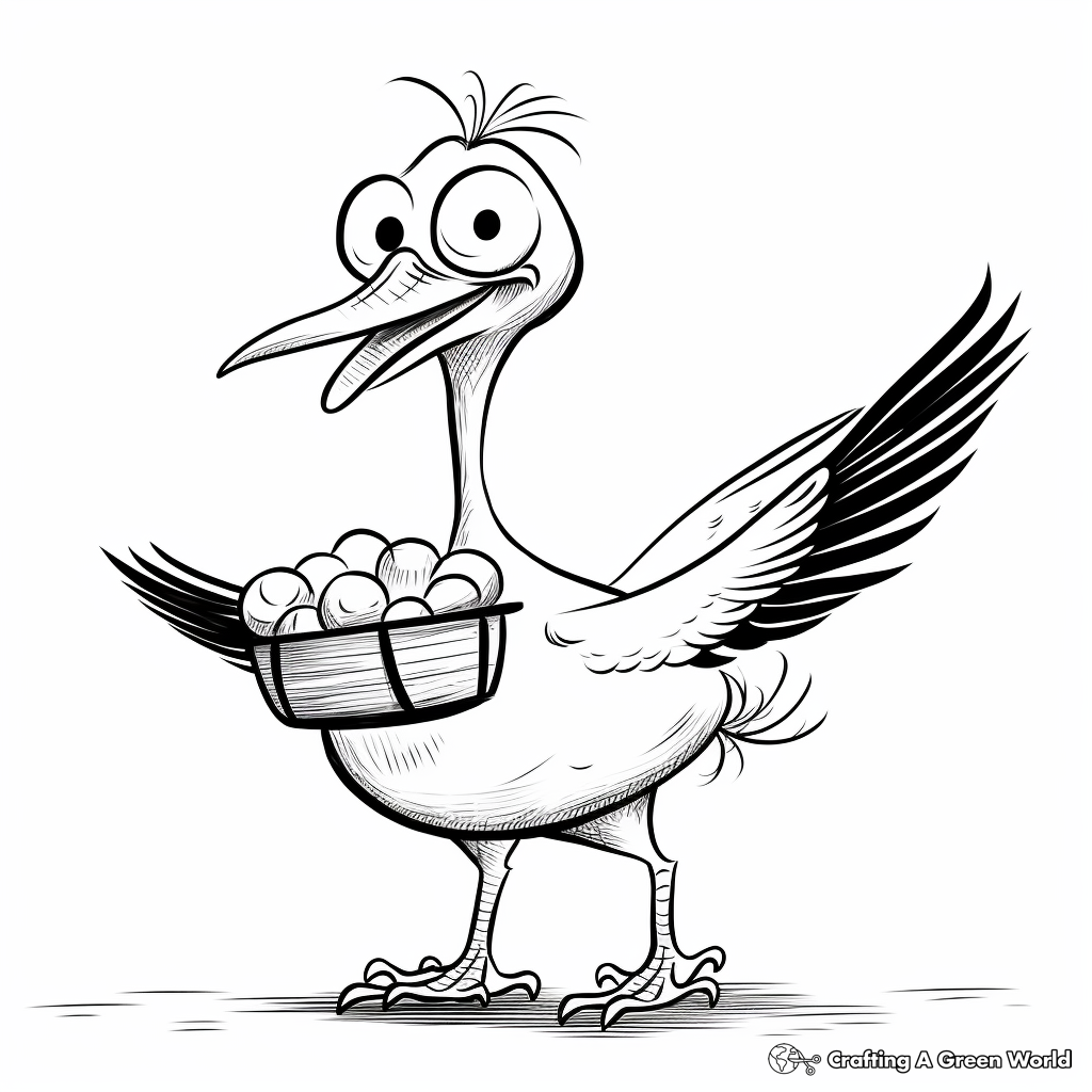 Cute Stork Delivery Coloring Pages 1