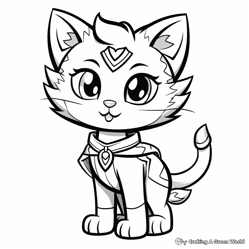 Cute Super Kitty Princess Coloring Pages 1