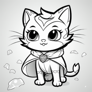 Cute Super Kitty Princess Coloring Pages 2