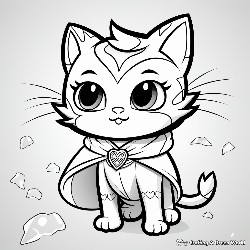 Cute Super Kitty Princess Coloring Pages 2
