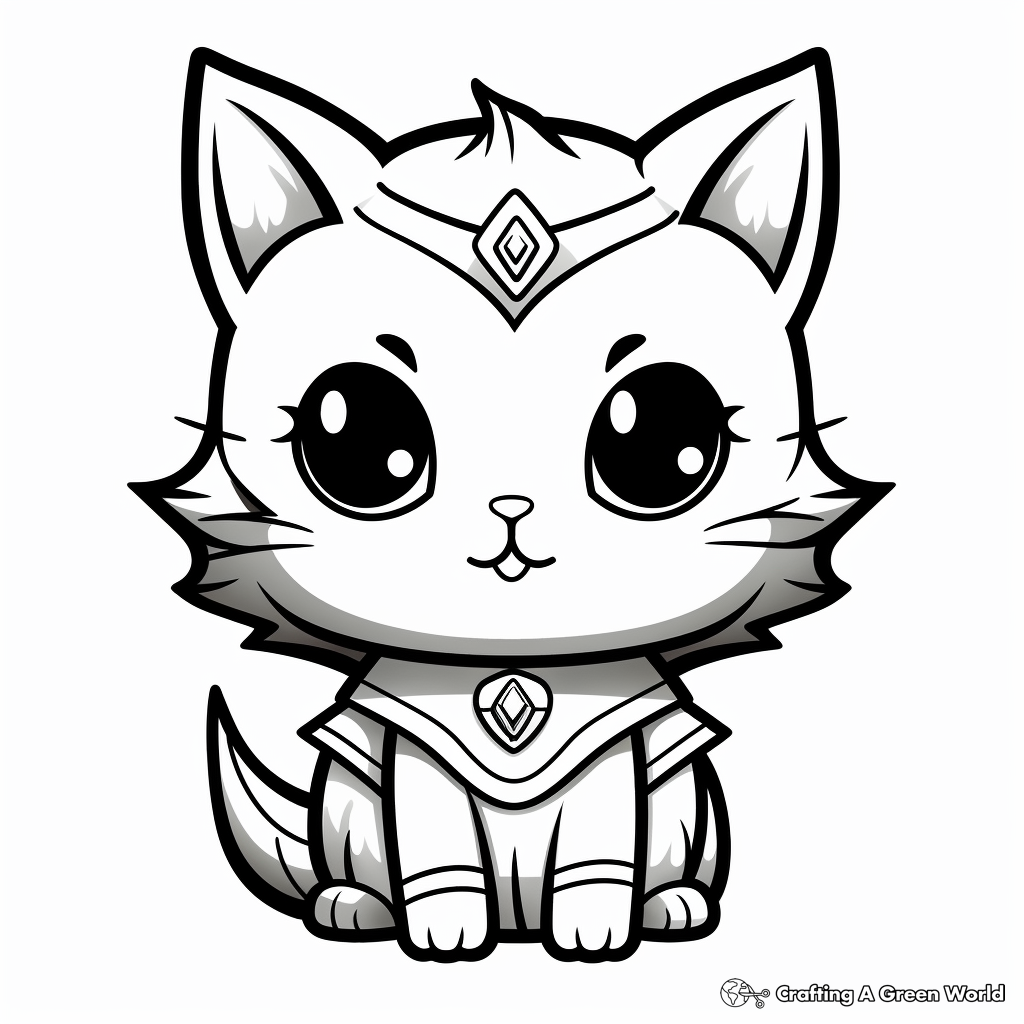 Cute Super Kitty Princess Coloring Pages 3