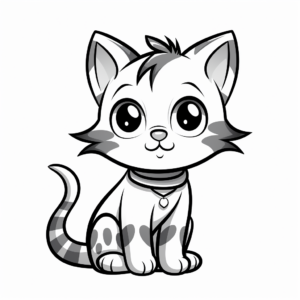 Cute Tabby Kitten Coloring Pages for Kids 2