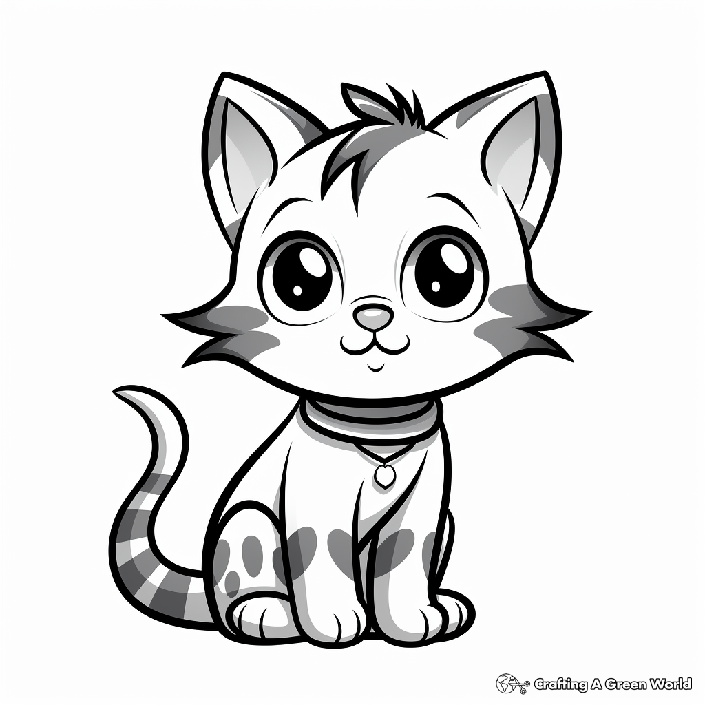 Cute Tabby Kitten Coloring Pages for Kids 2