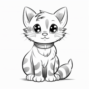 Cute Tabby Kitten Coloring Pages for Kids 3