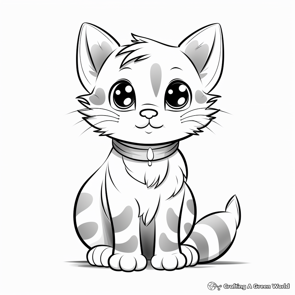 Cute Tabby Kitten Coloring Pages for Kids 3