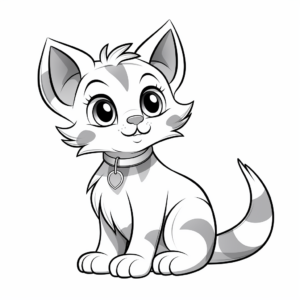 Cute Tabby Kitten Coloring Pages for Kids 4