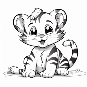 Cute Tiger Cub Playing with Mother Coloring Pages 3