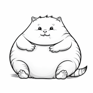 Cute Tubby Cat Eating Coloring Pages 4