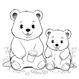 Cute Wombat Cubs Coloring Pages for Kids 1