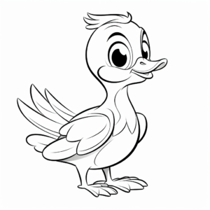 Cute Wood Duck Cartoon Coloring Pages for Kids 2