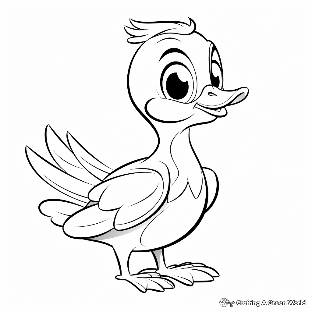 Cute Wood Duck Cartoon Coloring Pages for Kids 2