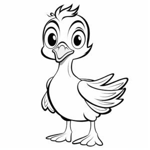 Cute Wood Duck Cartoon Coloring Pages for Kids 4