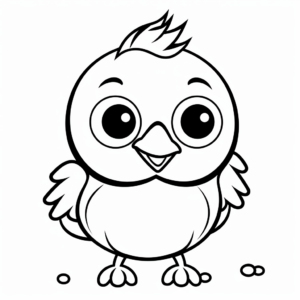Cute Wren Chick Coloring Pages for Children 1