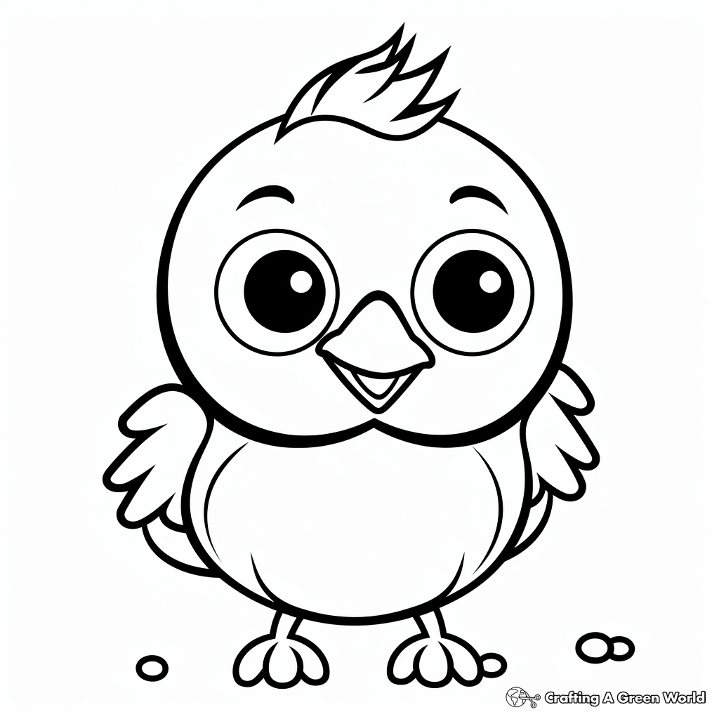 Cute Wren Chick Coloring Pages for Children 1