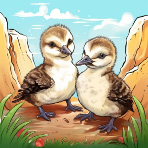 Cutely hatched Kookaburra Chicks Coloring Pages 1