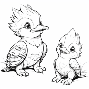 Cutely hatched Kookaburra Chicks Coloring Pages 2