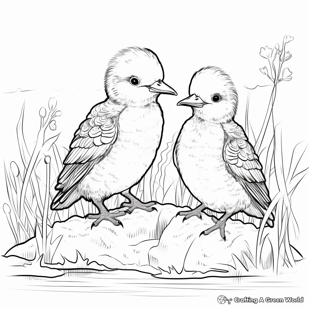 Cutely hatched Kookaburra Chicks Coloring Pages 3