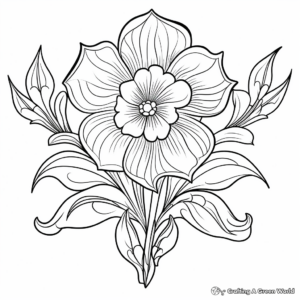 Daffodil and Heart Detailing Coloring Pages 2