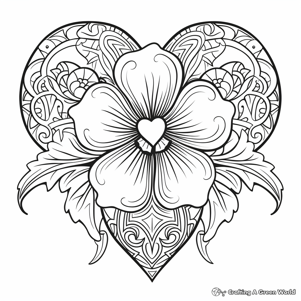 Daffodil and Heart Detailing Coloring Pages 4