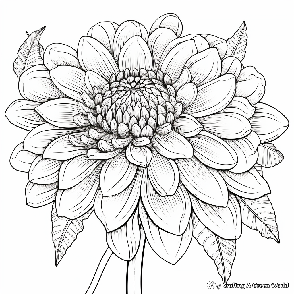 Dahlia Delight: Intricate Dahlia Flower Coloring Pages 2