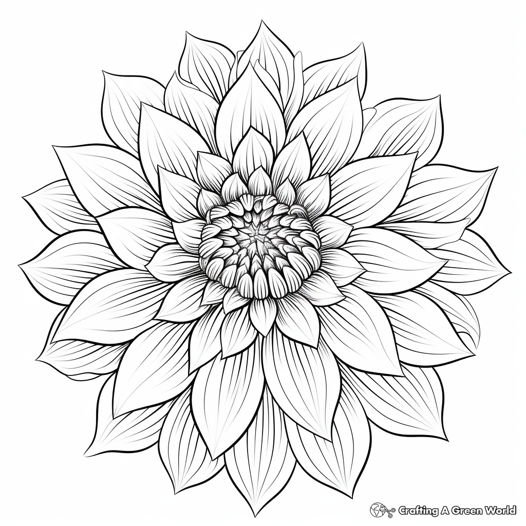 Dahlia Delight: Intricate Dahlia Flower Coloring Pages 4