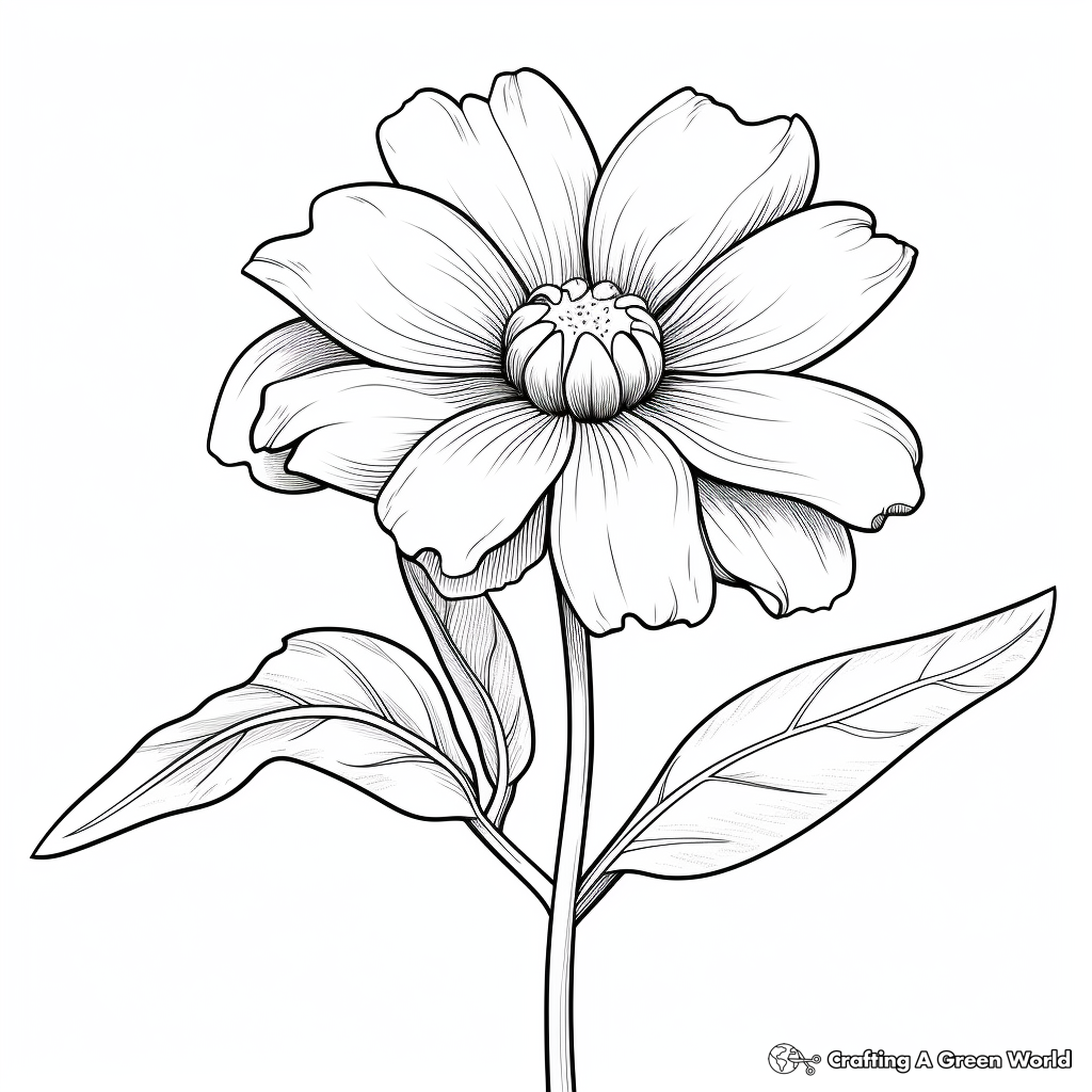 Dainty Dwarf Zinnia Coloring Pages for Kids 2